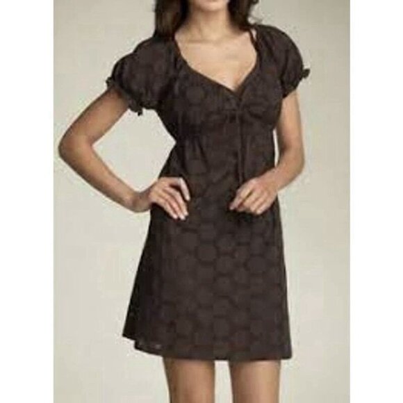 La Blanca Swim Cover Up Babydoll Brown Eyelet Drawstring Waist Beach Resort M/L‎ - Picture 3 of 11